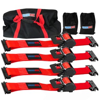 Shocker 2" E-Track Ratchet Straps with E-Track Ends Utility Kit - 4 Pack