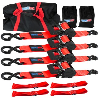 Shocker 2" Ratchet Strap with S-Hooks Utility Kit – 4 Pack - NEW