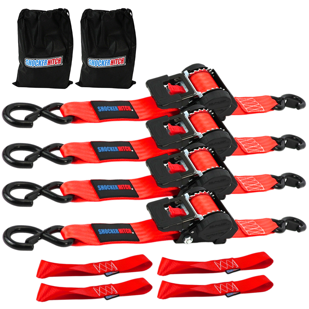 Shocker 2" Ratchet Straps with S-Hooks - 4 Pack