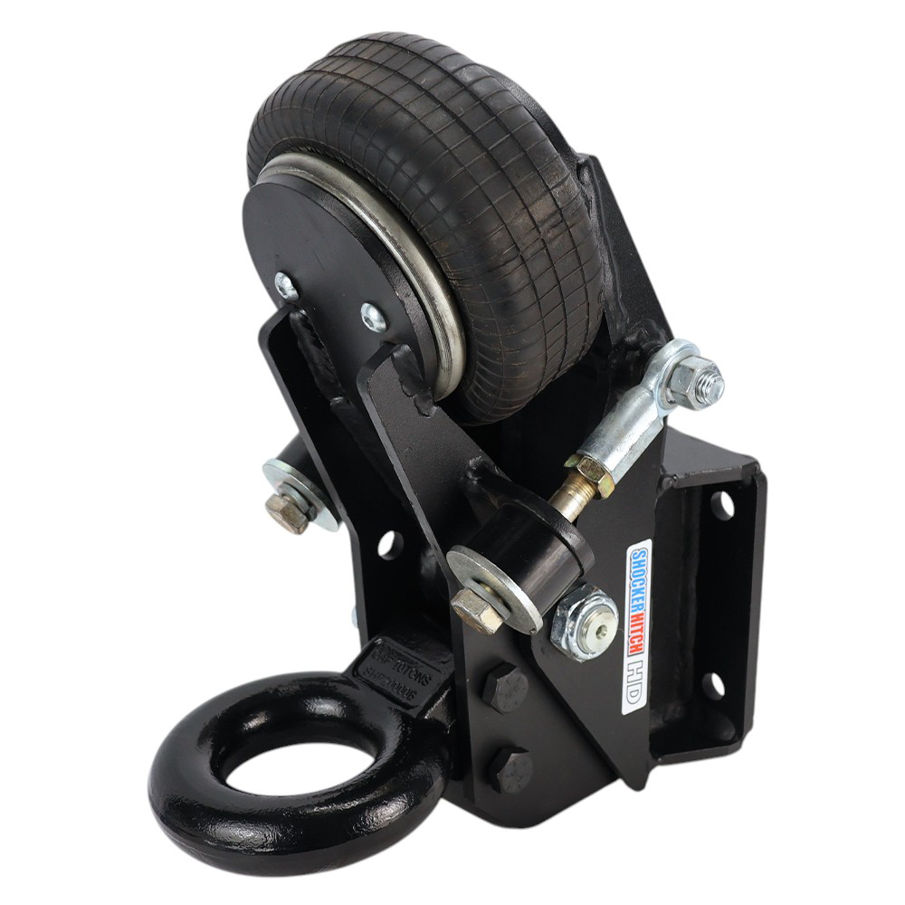 Shocker Air Trailer Tongue Mount Pintle Ring 20K - Square Flat Plate Mount - Left Front View