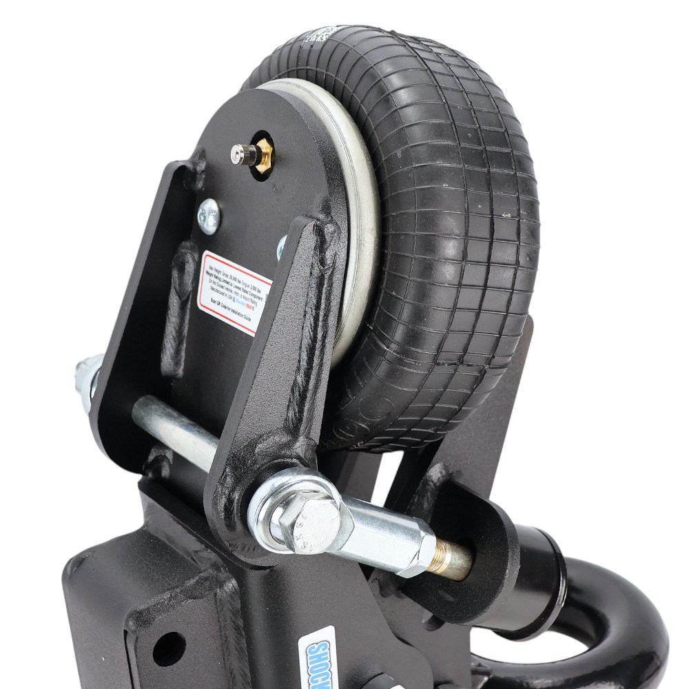 Shocker Air Trailer Tongue Mount Pintle Ring 20K - Vertical Channel Mount Air Bag - Side View