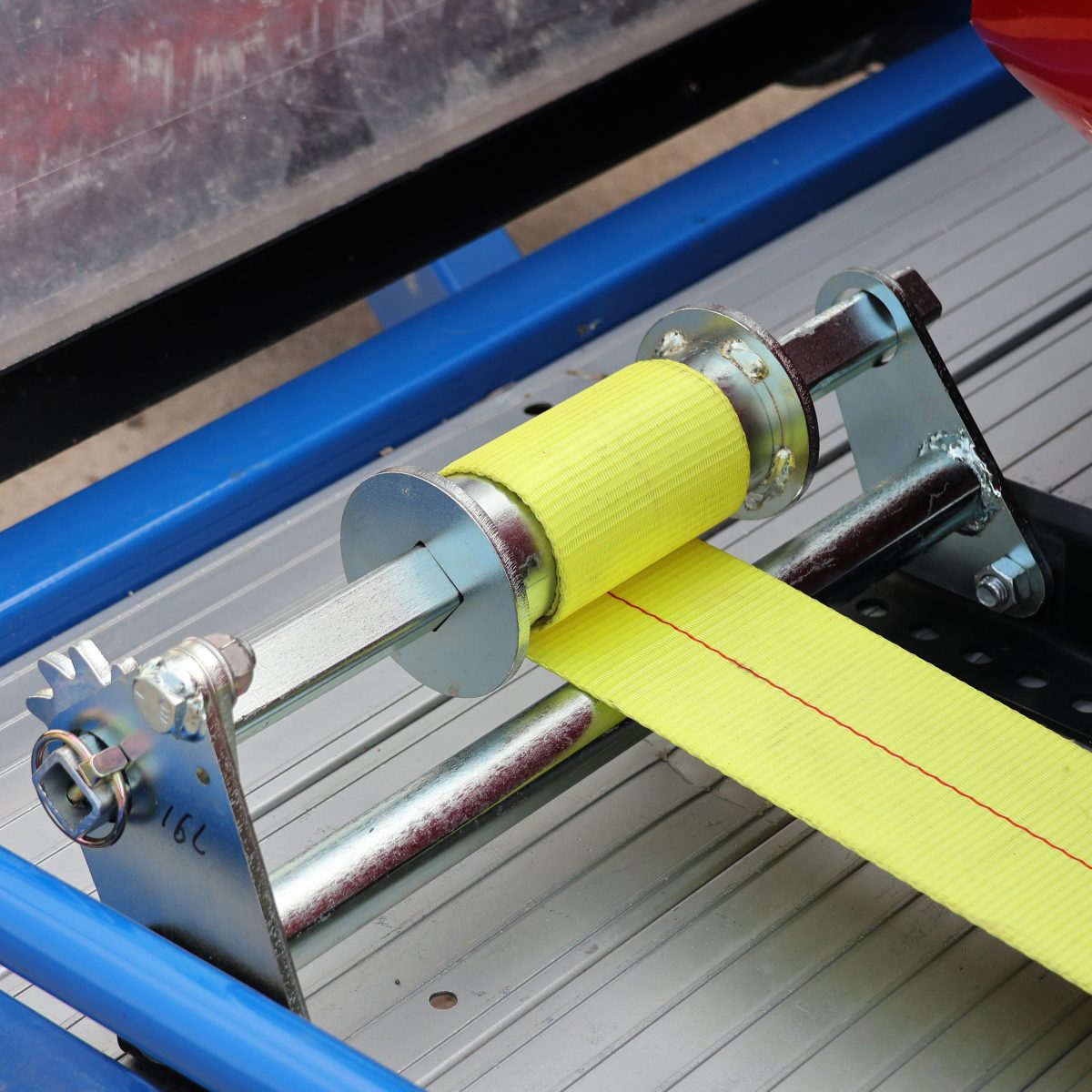 Winch Ratchet Closeup - Wheel Cradle Strap Kit for Car