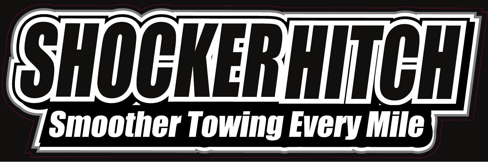 Black Shocker Hitch sticker artwork with Smoother Towing Every Mile and cutting outline